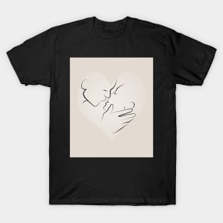 Minimalistic French Kiss In A Heart Illustration T-Shirt